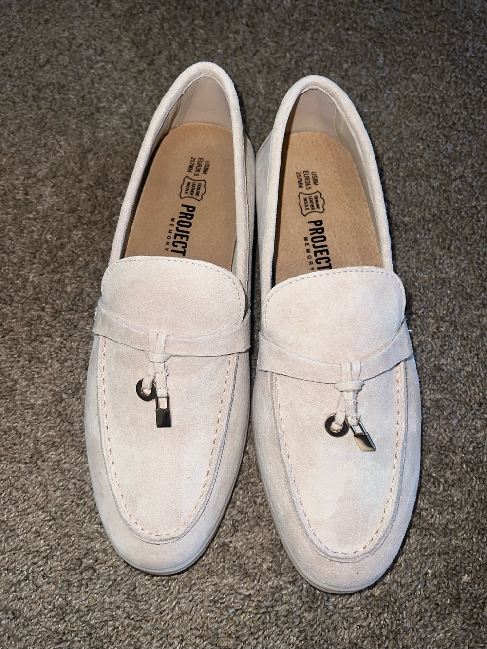 Project Cloud Genuine Leather Penny Loafers in Light Sand Suede